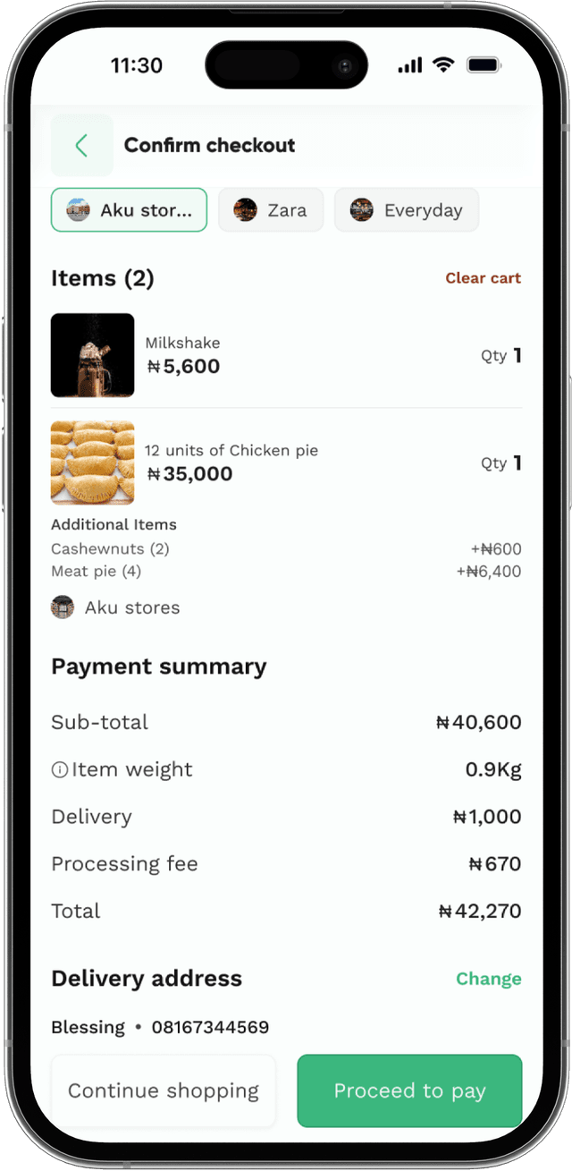 iPhone checkout screen