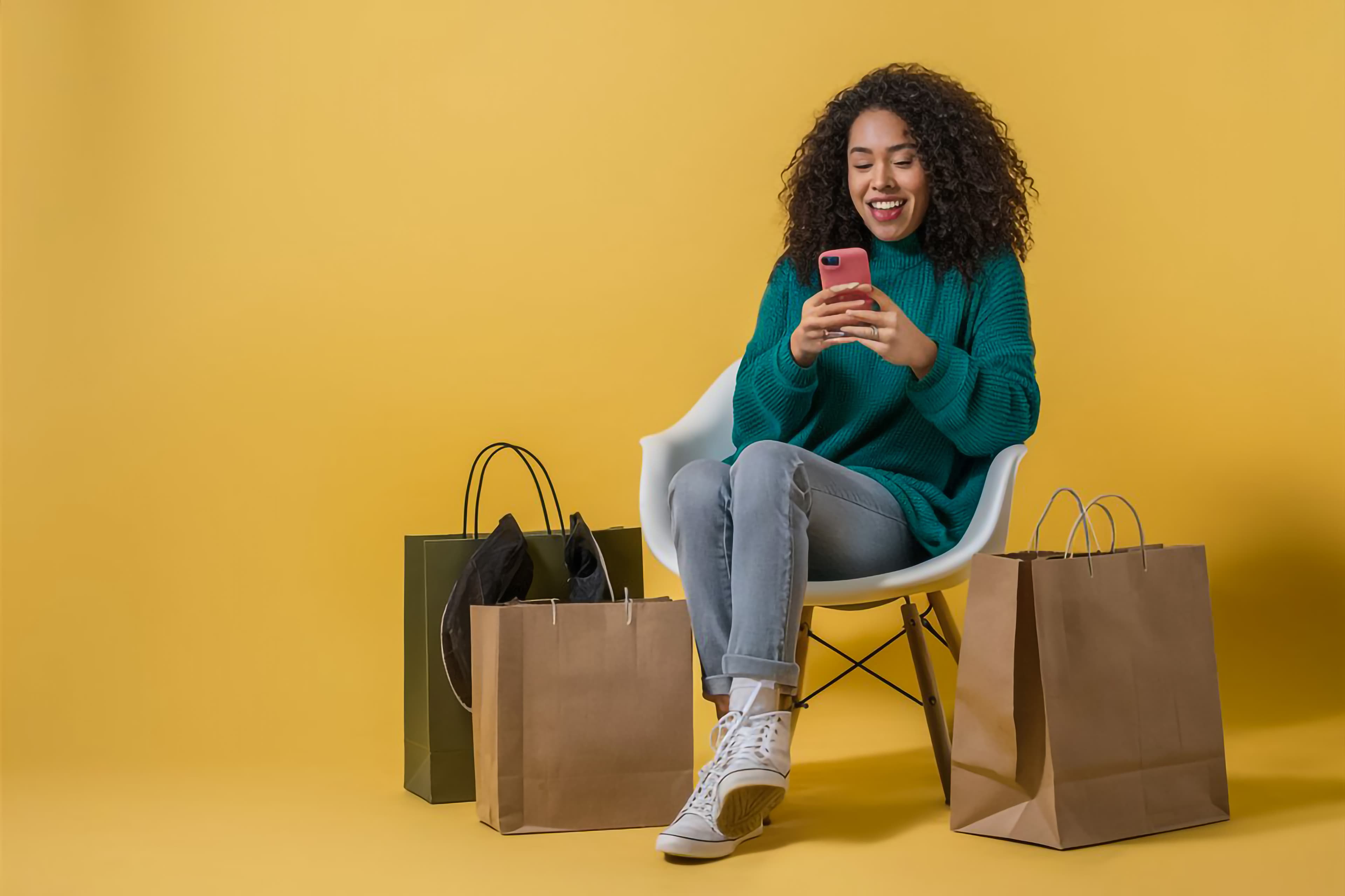 Woman shopping with bags